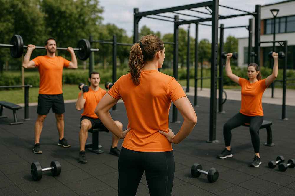 fysieke sport en fitness in de buitenlucht met fitness toestellen voor outdoor fitness