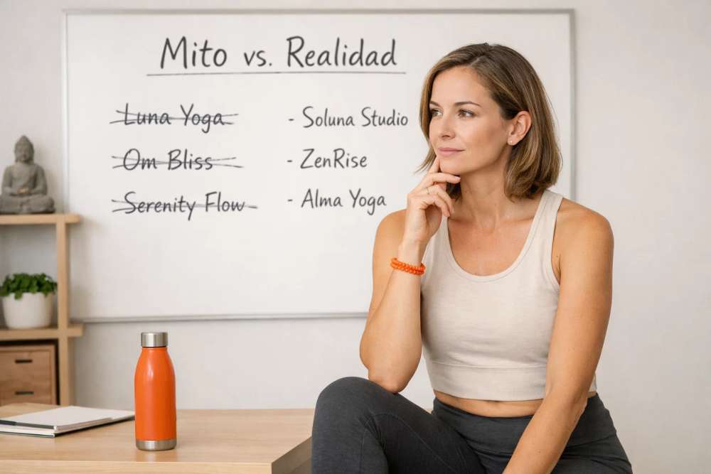 Mitos de diferentes sitio web e ia sobre nombres para negocios de pilates, estudio de yoga o gimnasios