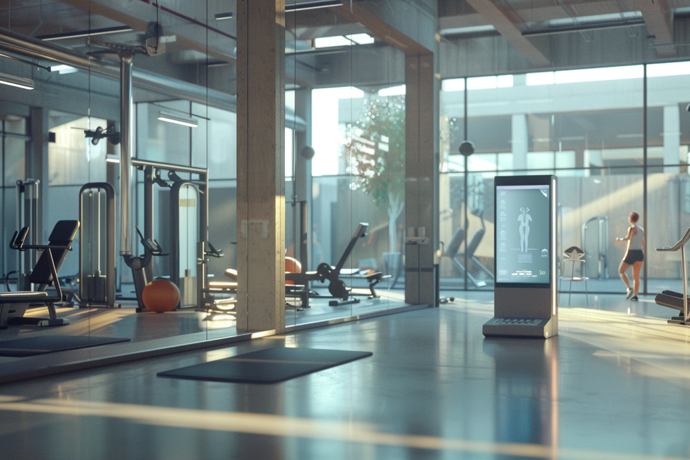 slimme fitness spiegel in een sportschool voorbeeld van technologische ontwikkelingen fitnessbranche
