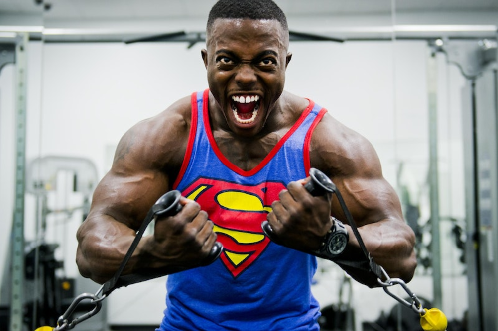 A man flexing his muscles