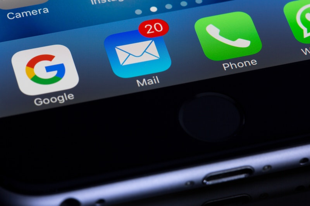 An email icon on a smartphone 