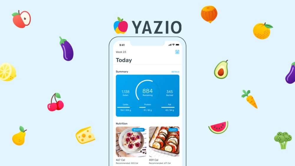 An image of yazio calorie counter app open on a smartphone