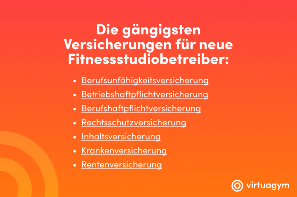 versicherungen für fitnessstudios