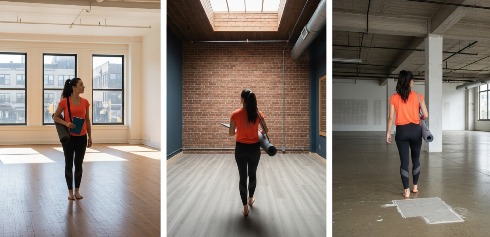 yoga teacher visiting different venues to run a successful business in the fitness industry