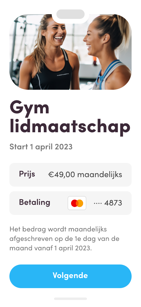sportschoollidmaatschap betaling met creditcard