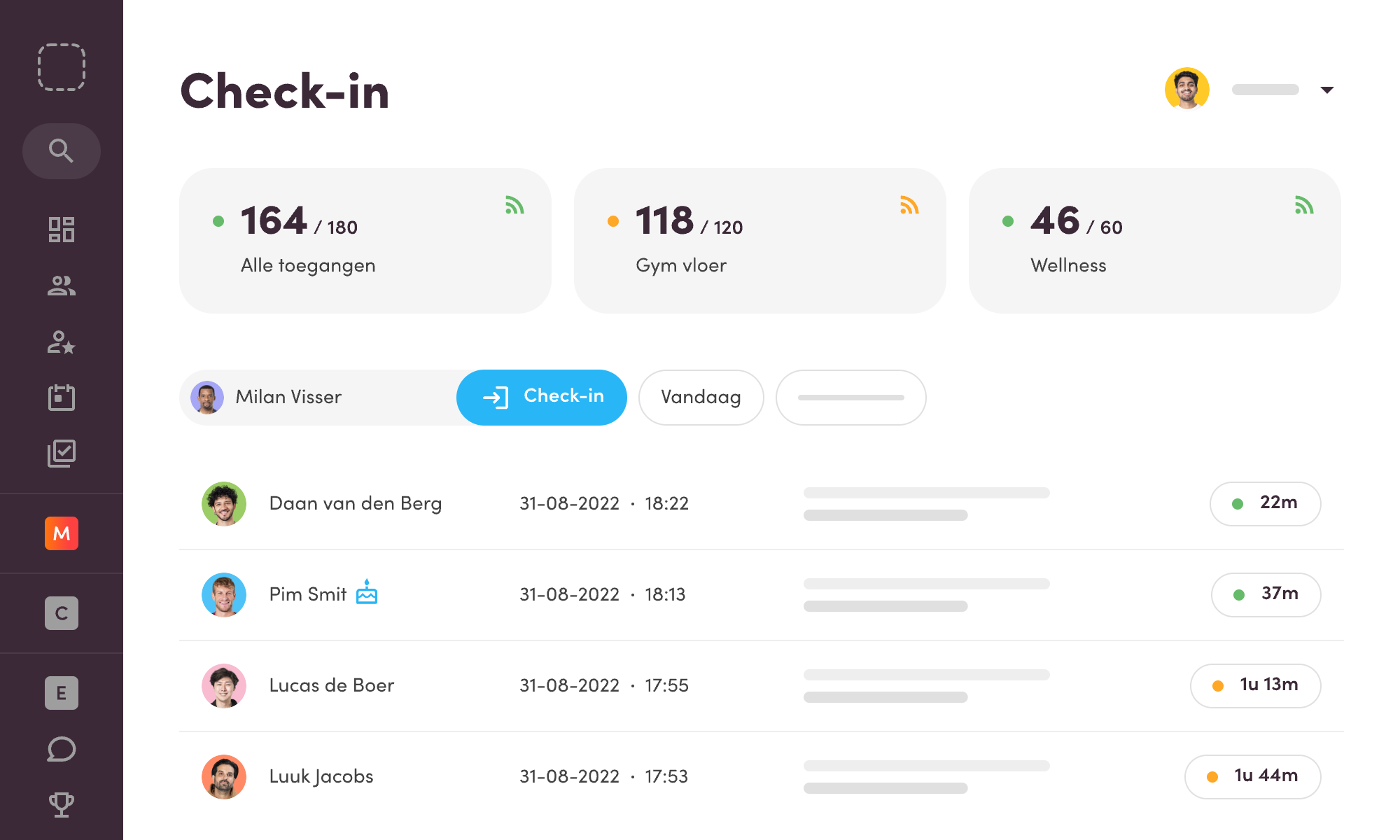 check-in software voor sportschool