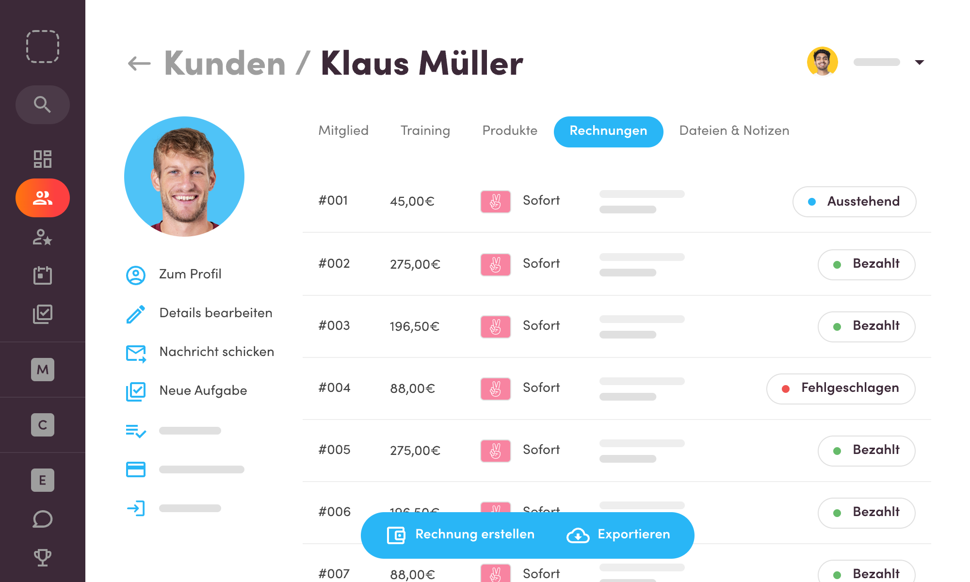 client detail invoices