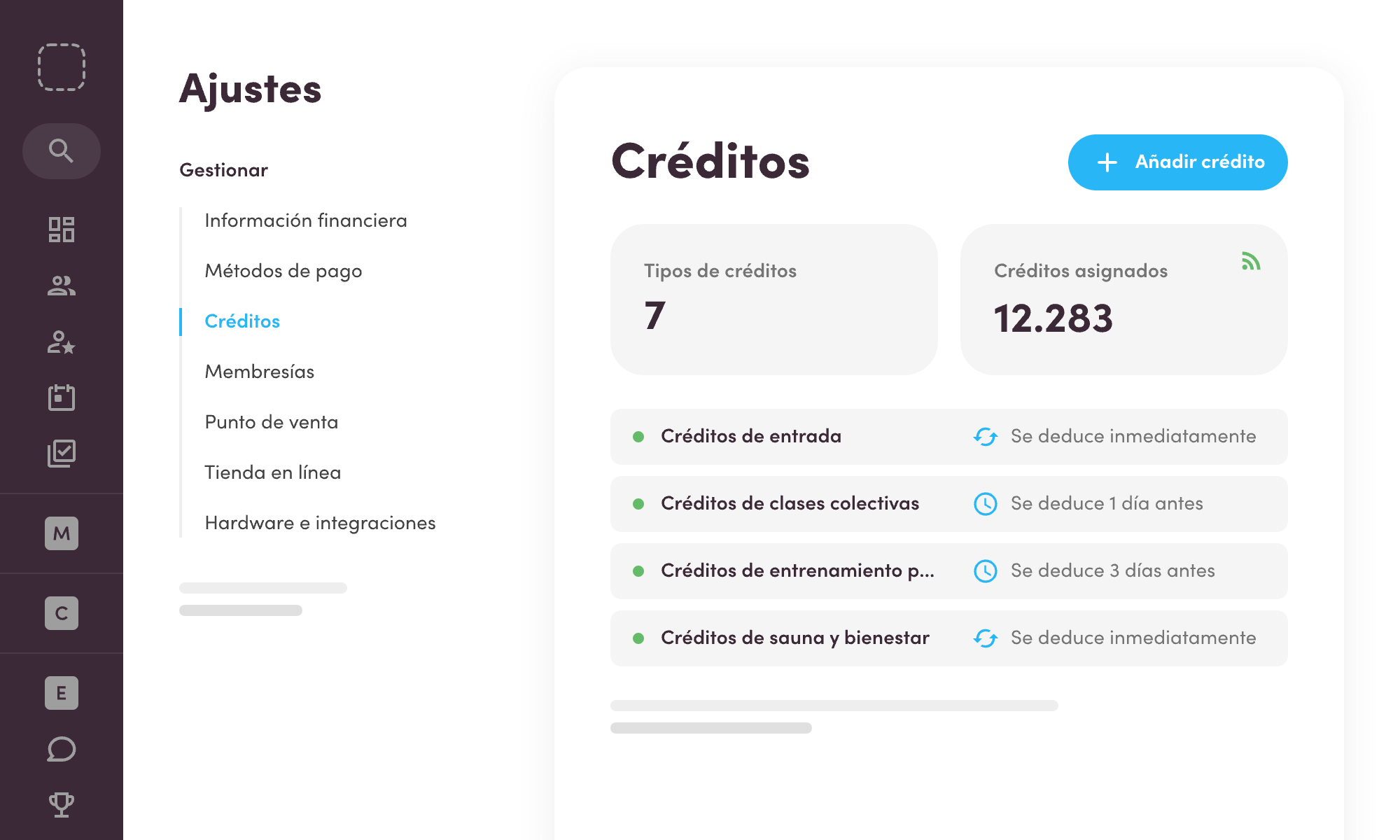 ajustes de créditos