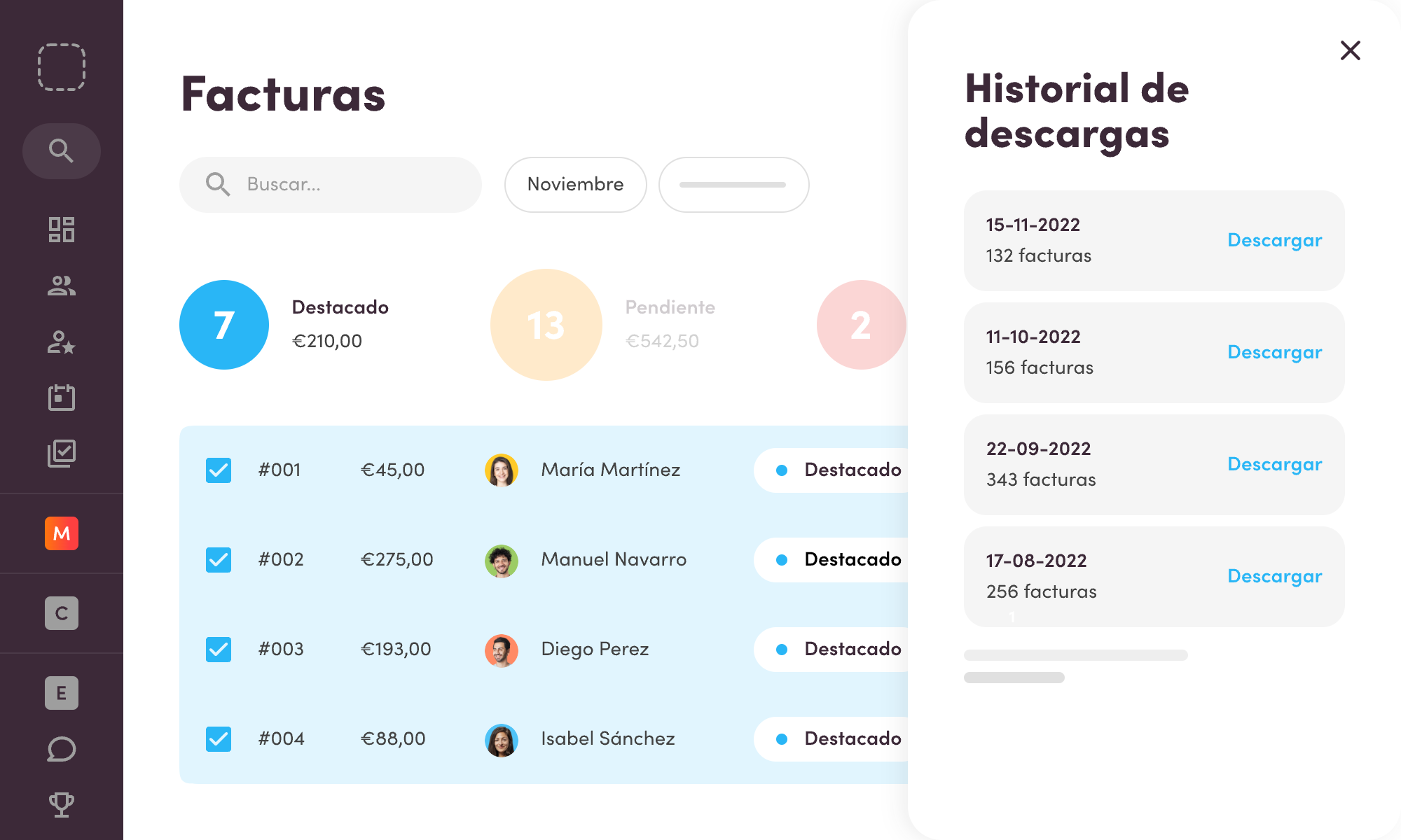 Virtuagym platform invoice generation and download illustration
