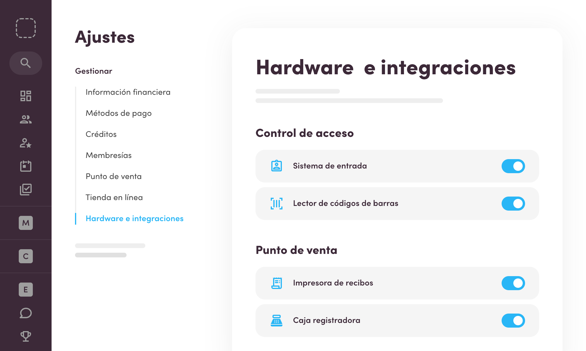 Ve tu hardware e integraciones