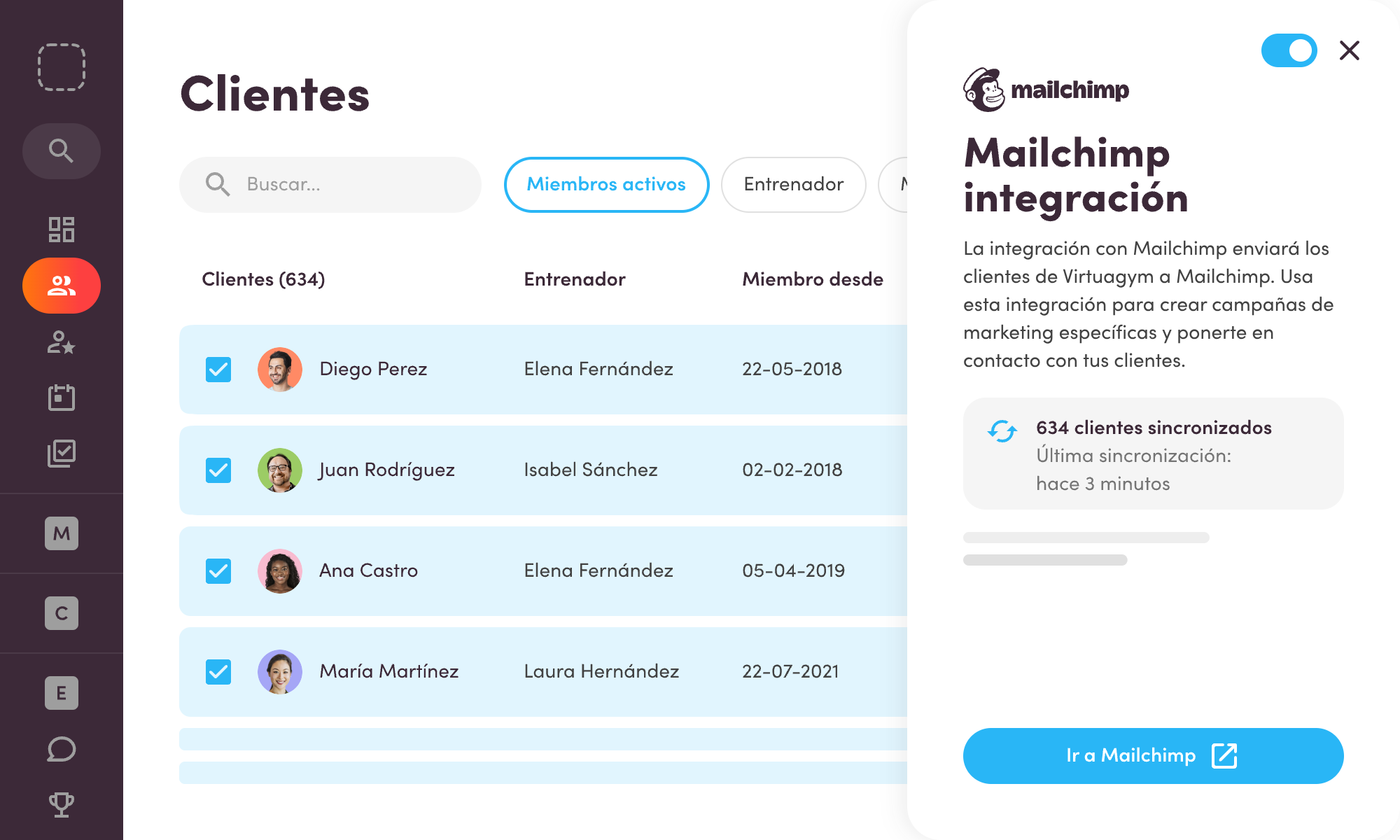 integración con Mailchimp
