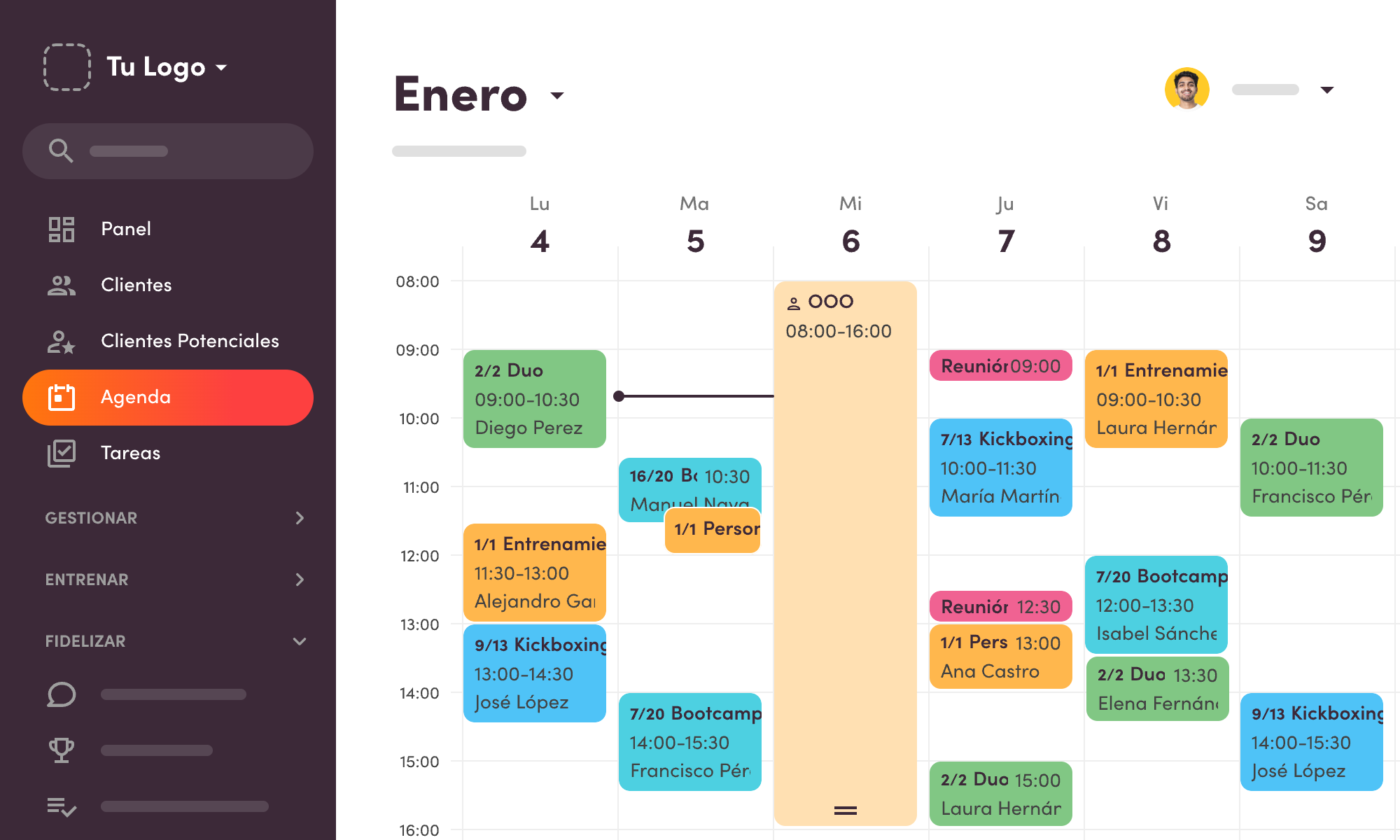 Software de programación de gimnasios