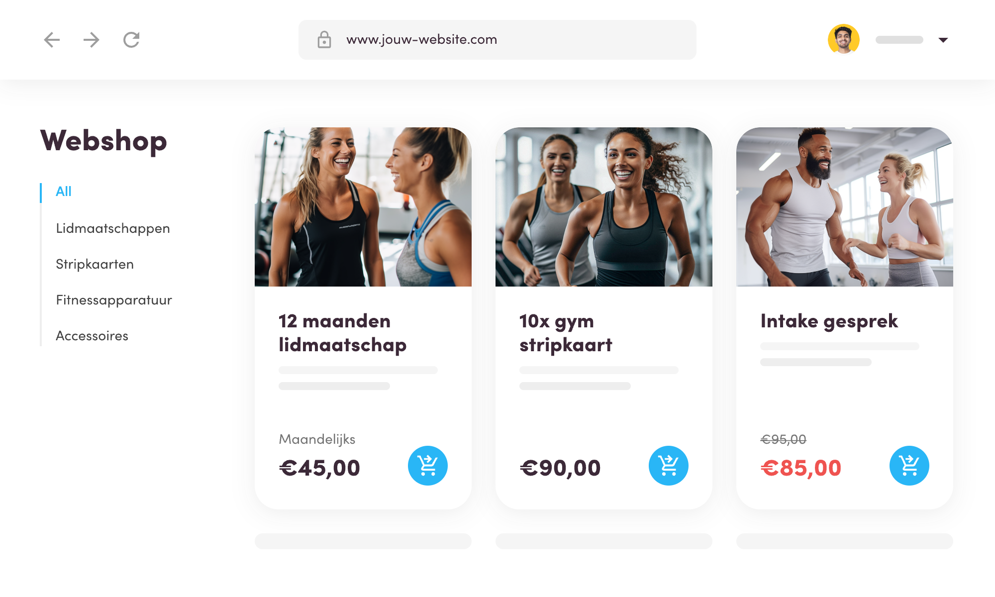 Webshop fitness clubs