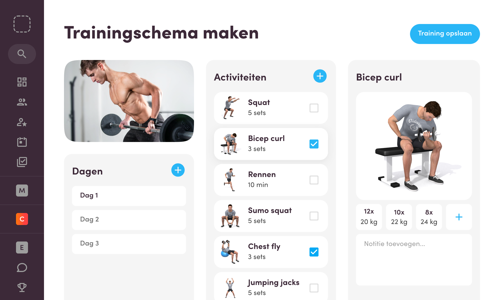 Work-out editor voor trainingschema's