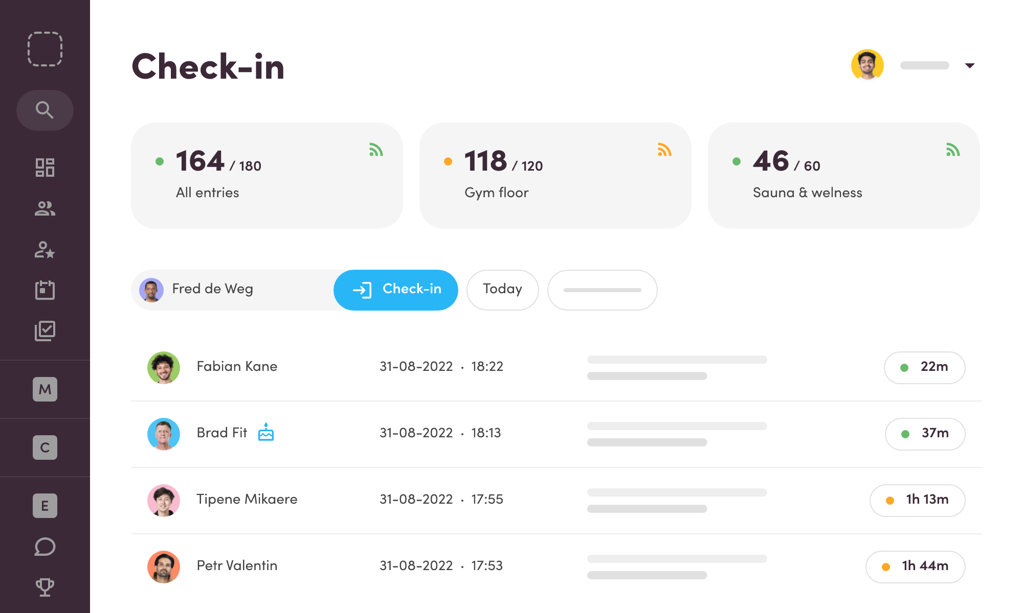 software de checkin y acceso de control para gimnasios y centros fitness