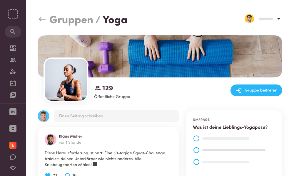 Community Funktion von Virtuagym