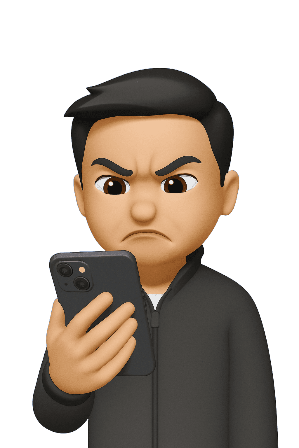 An illustration of a listener frowning at his phone.