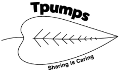 Concept 2: a tea leaf under the Tpumps wordmark.