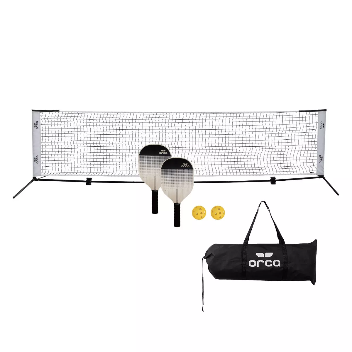 Orca 12.5' Pickleball Net | Indoor/Outdoor Half Court Set with Paddles Balls