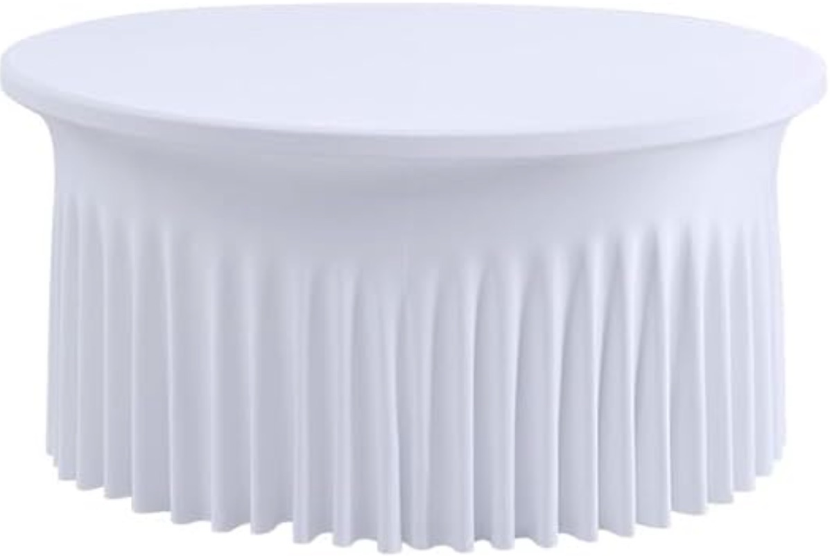 White Spandex Round Tablecloth 60”