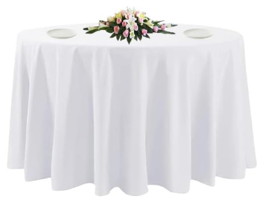 120 inch Round - White with floor drop 