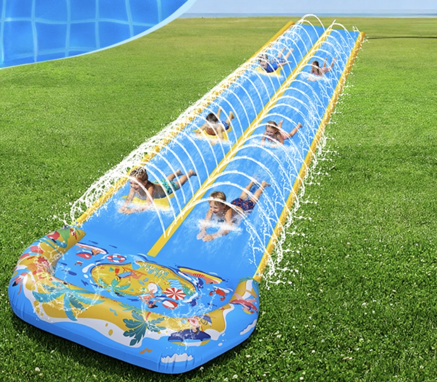 40FT Double Slip and Water Slides with 2 Bodyboards