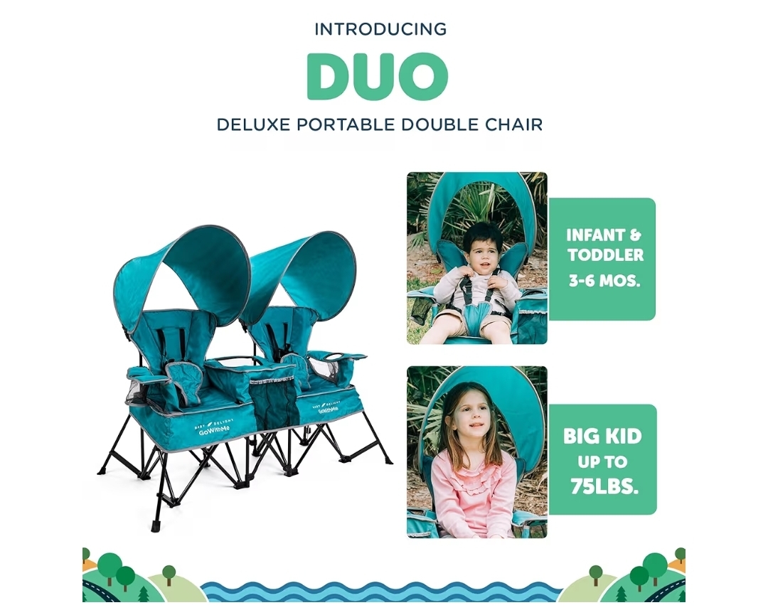 Deluxe Portable Double Kids Chair 