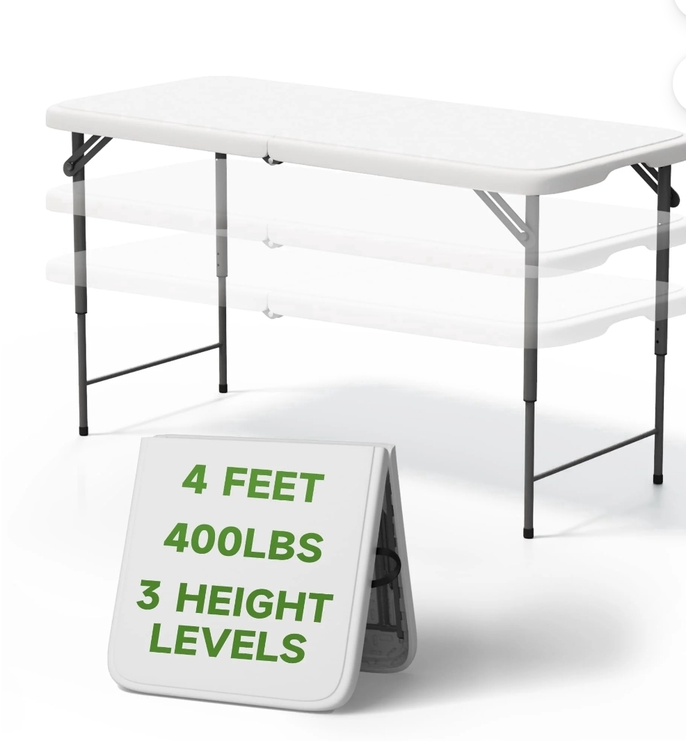 4 foot adjustable height table 