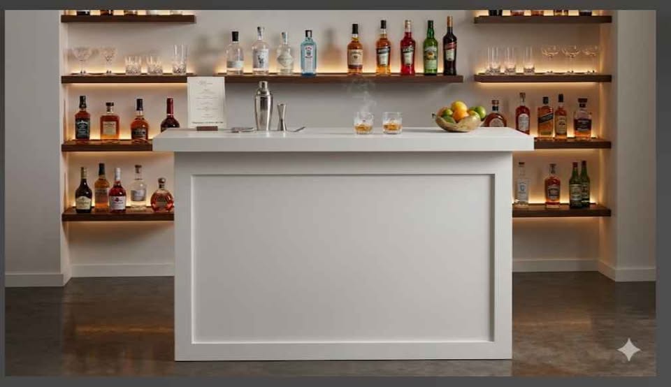 5ft Portable Folding Mobile Bar (42" Bar Height) - White Panel