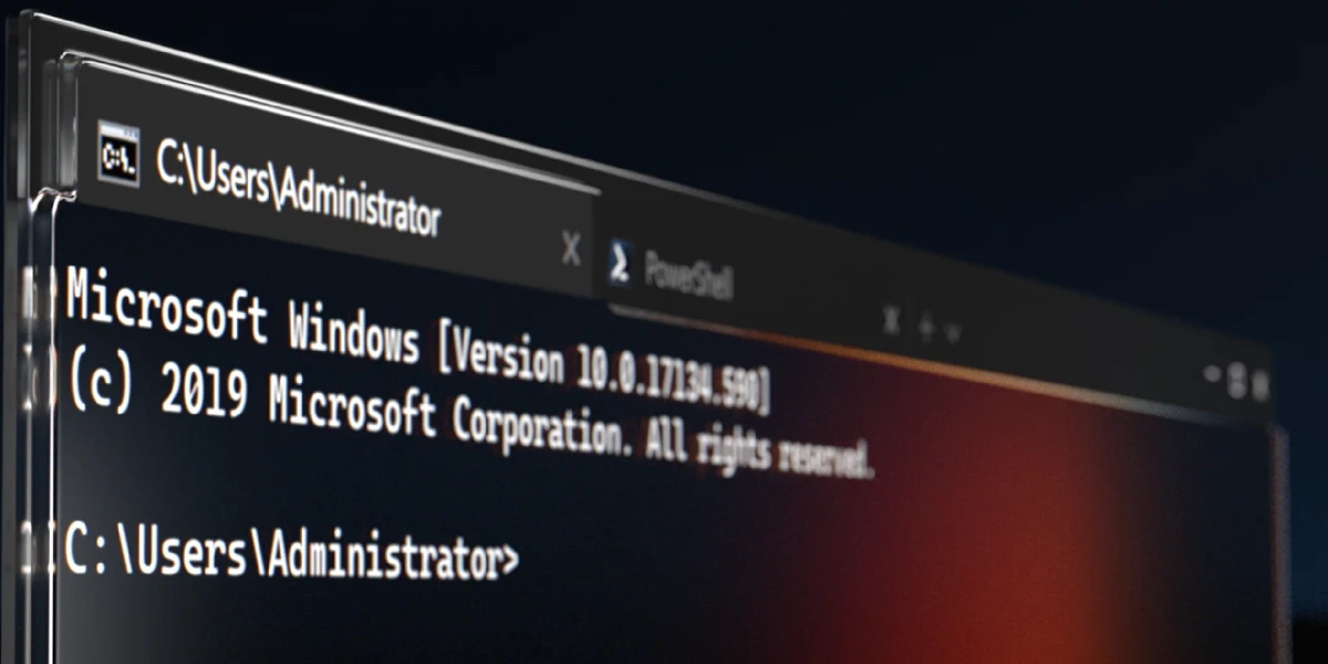 Imagen de terminal Windows. con efecto cristal