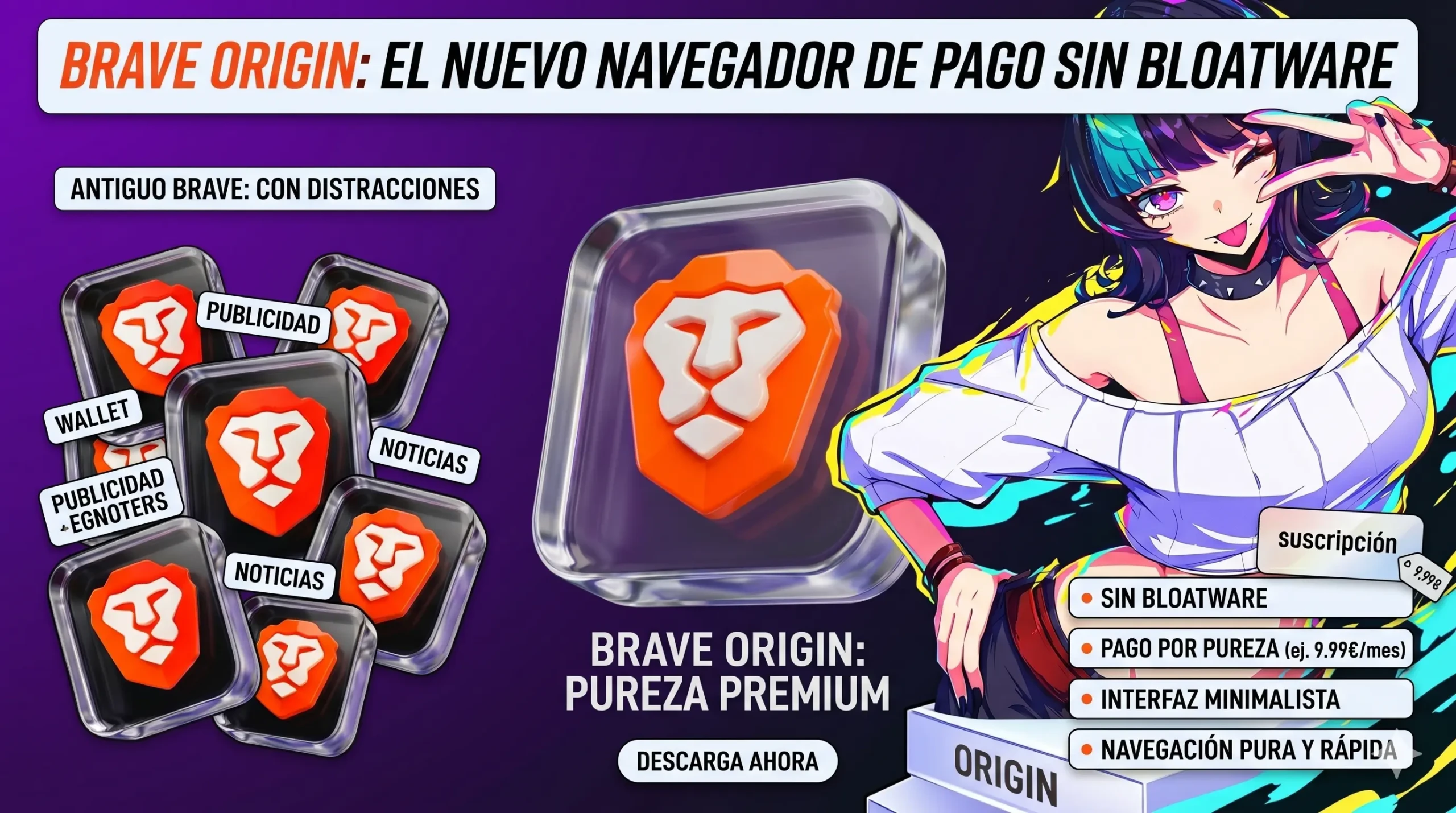 Brave Origin: El nuevo navegador de pago sin bloatware