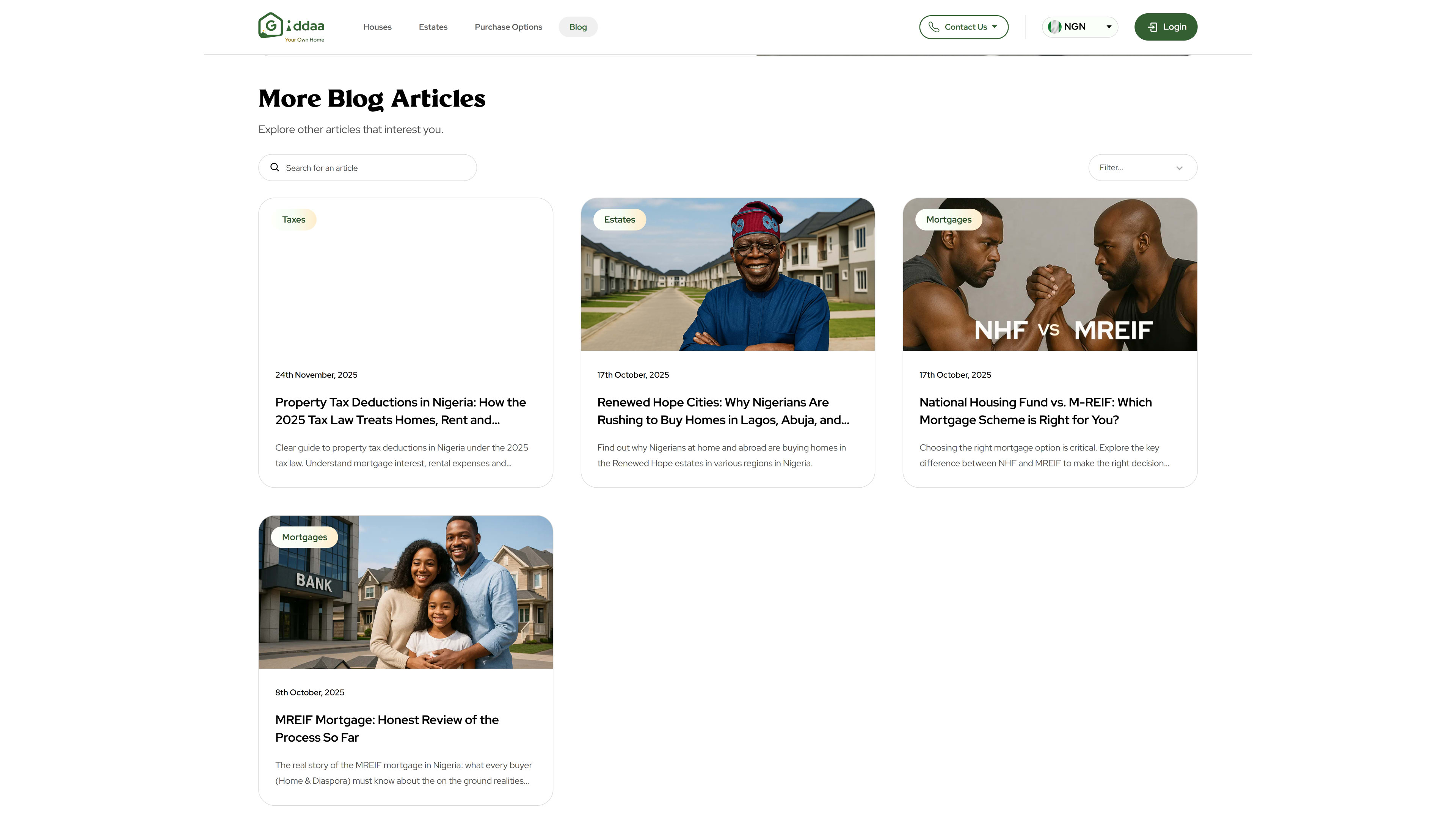 Giddaa Housing: Blogs Screenshot 2