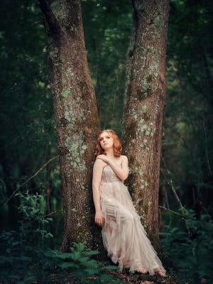 Atlanta Best Award Winning Senior Girl Teen Artistic Fine Art Portrait High School Red Hair Outdoor Woods Dress Formal Photography Photographer Twin Rivers 02 Udpg2s