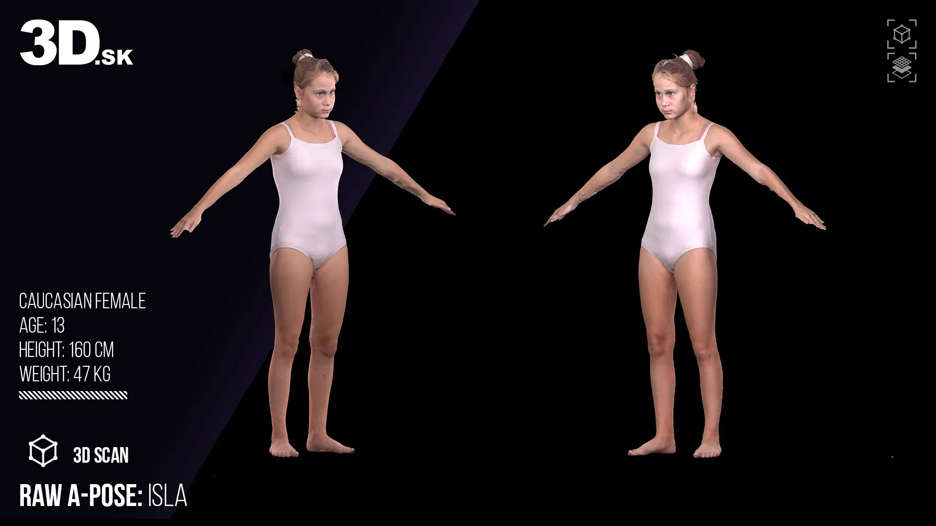 Raw A Pose Scan | 3D Model Isla Underwear