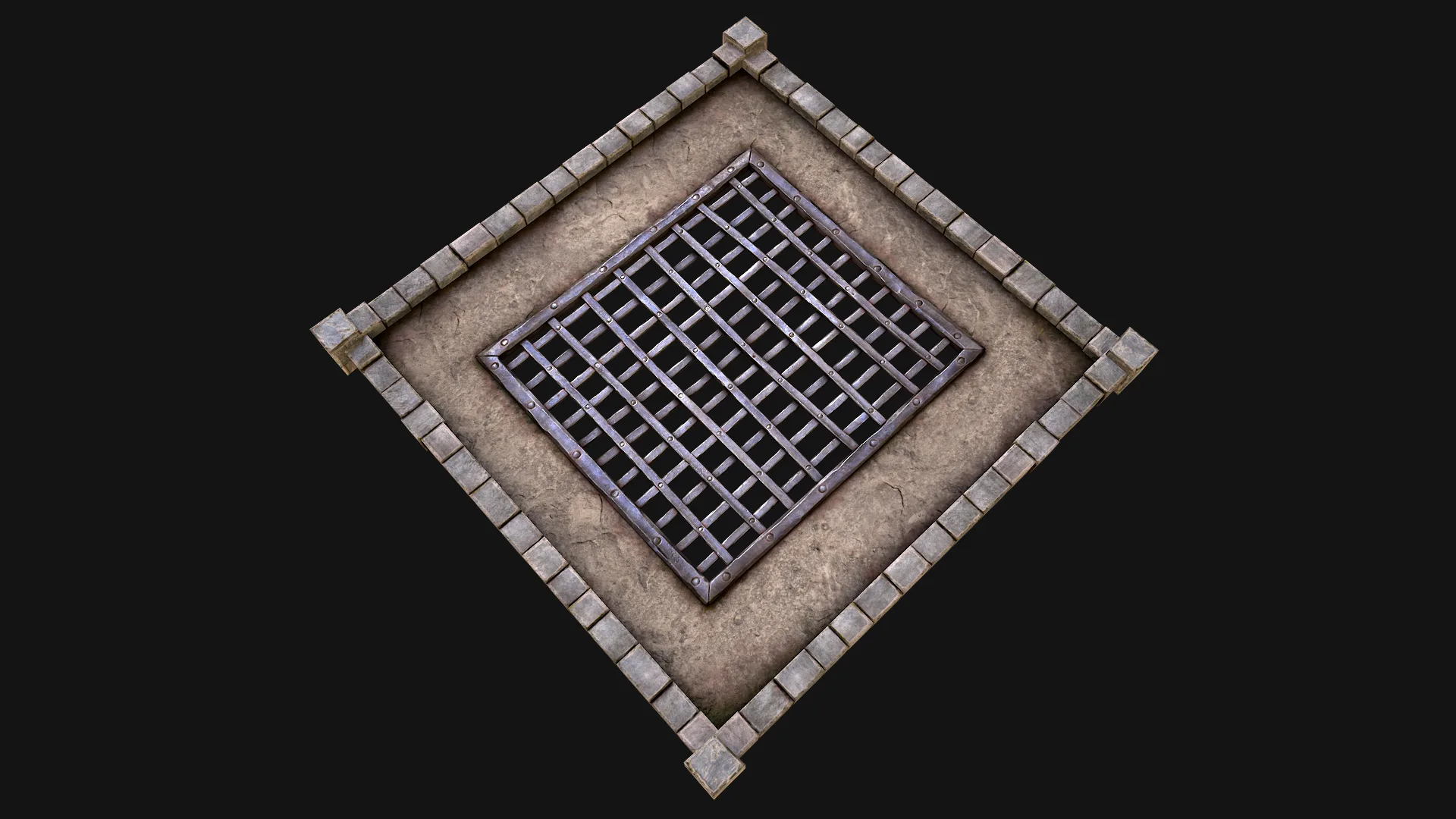 Medieval Castle Roof with Prison Bars