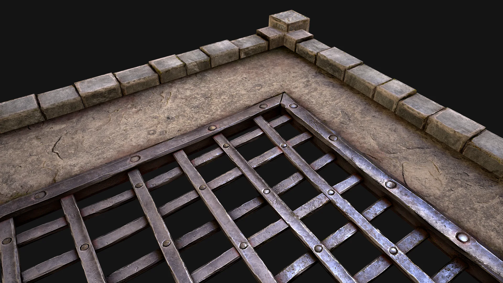 Medieval Castle Roof with Prison Bars