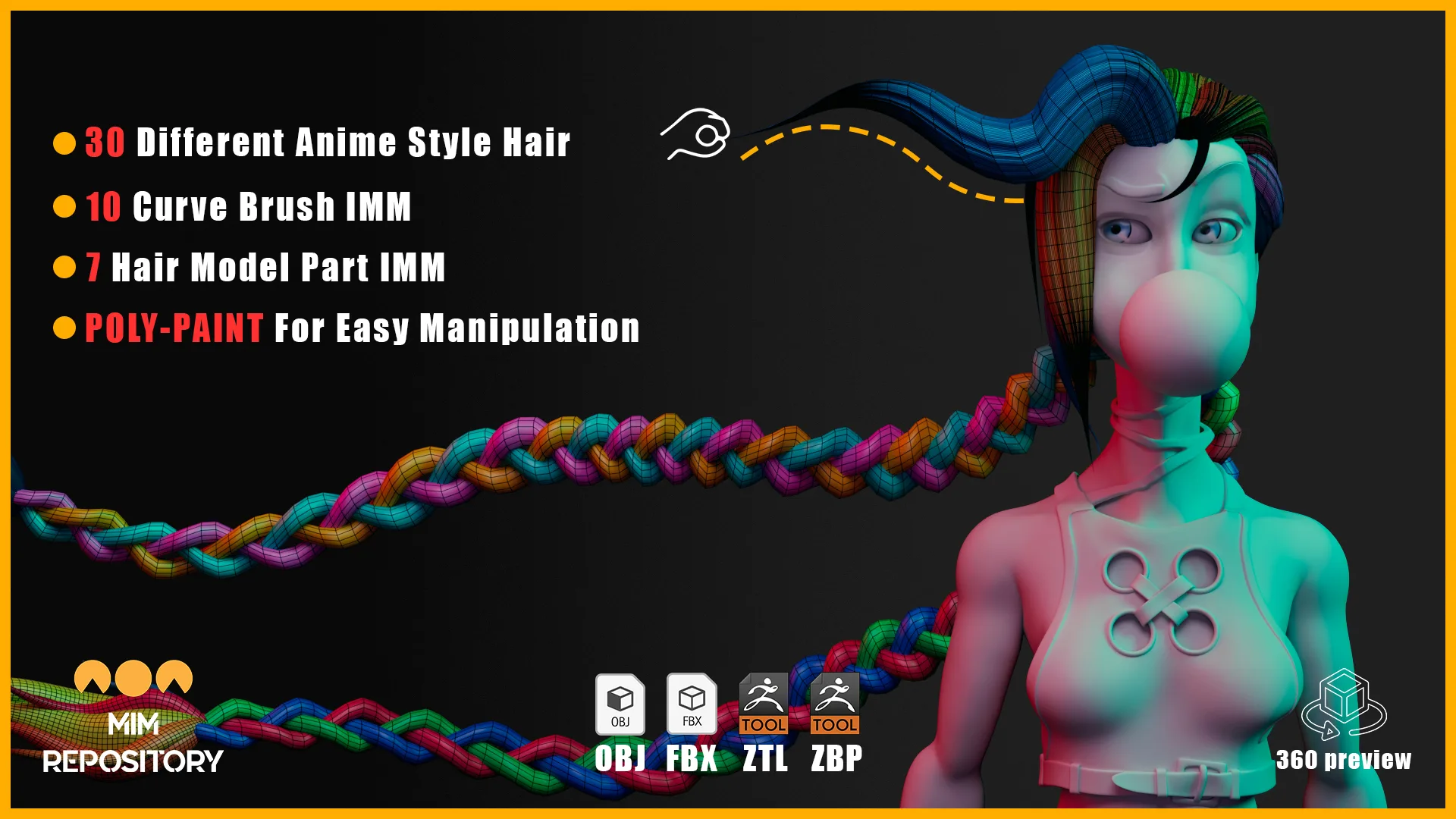 30 Stylized Hair (Anime Style) - VOL 01