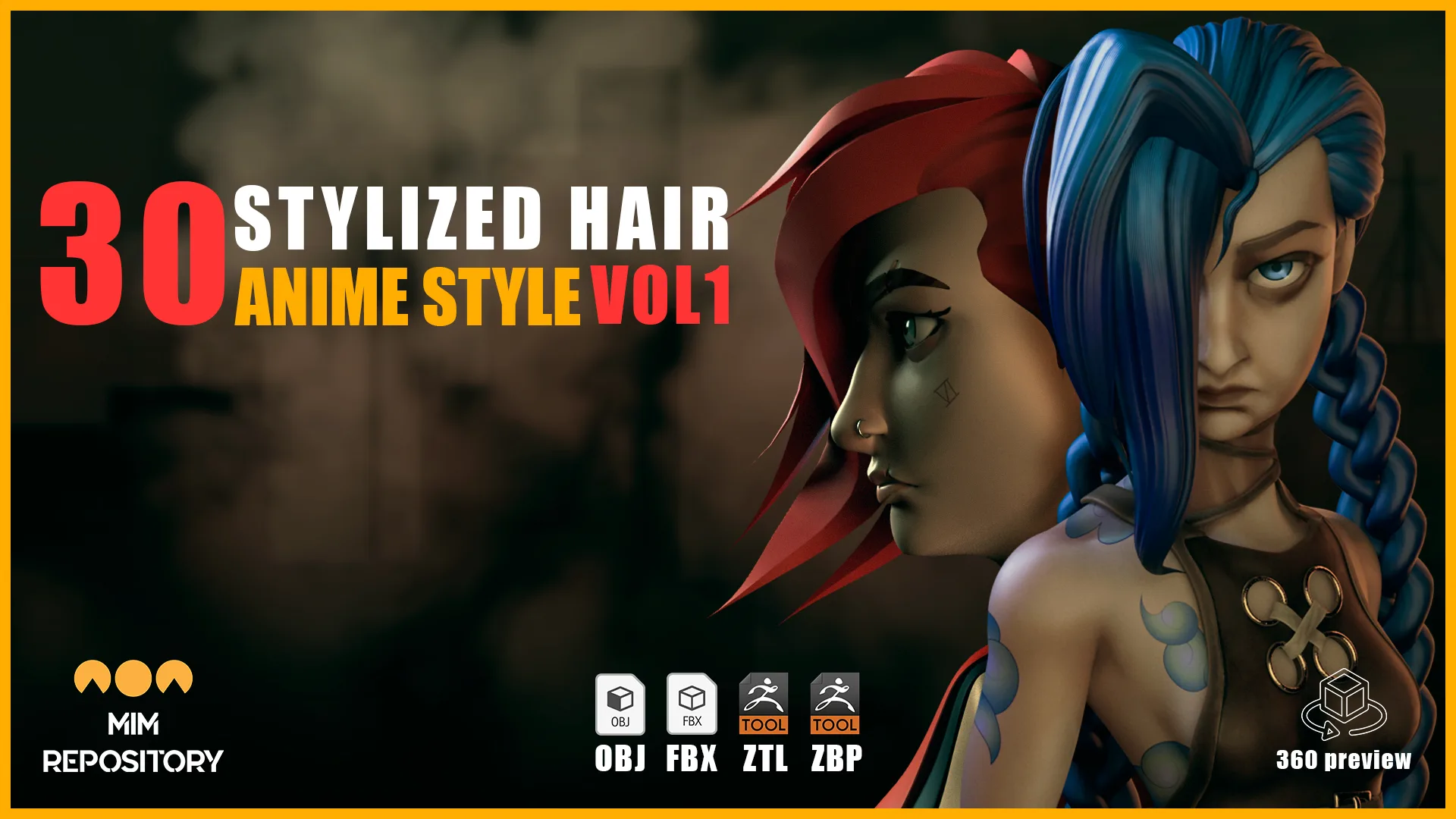 30 Stylized Hair (Anime Style) - VOL 01