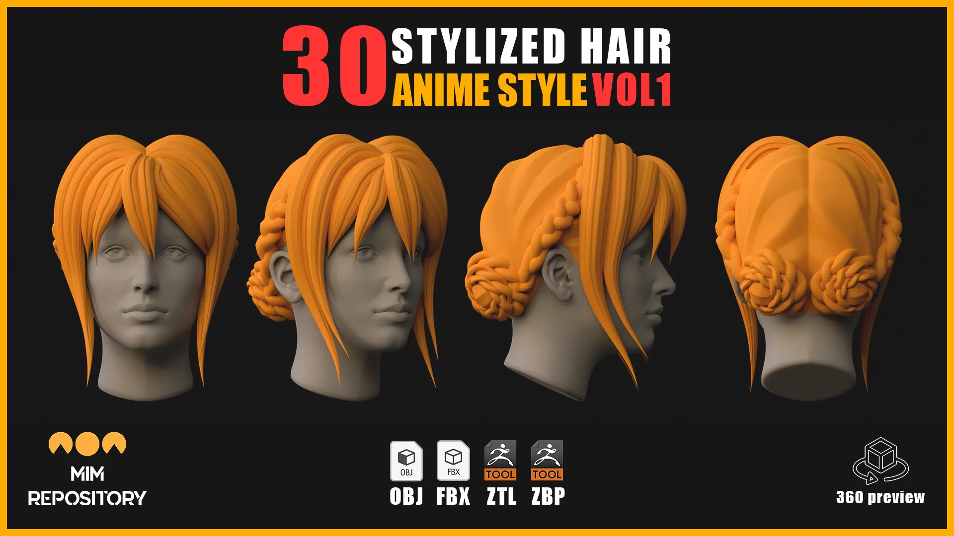 30 Stylized Hair (Anime Style) - VOL 01