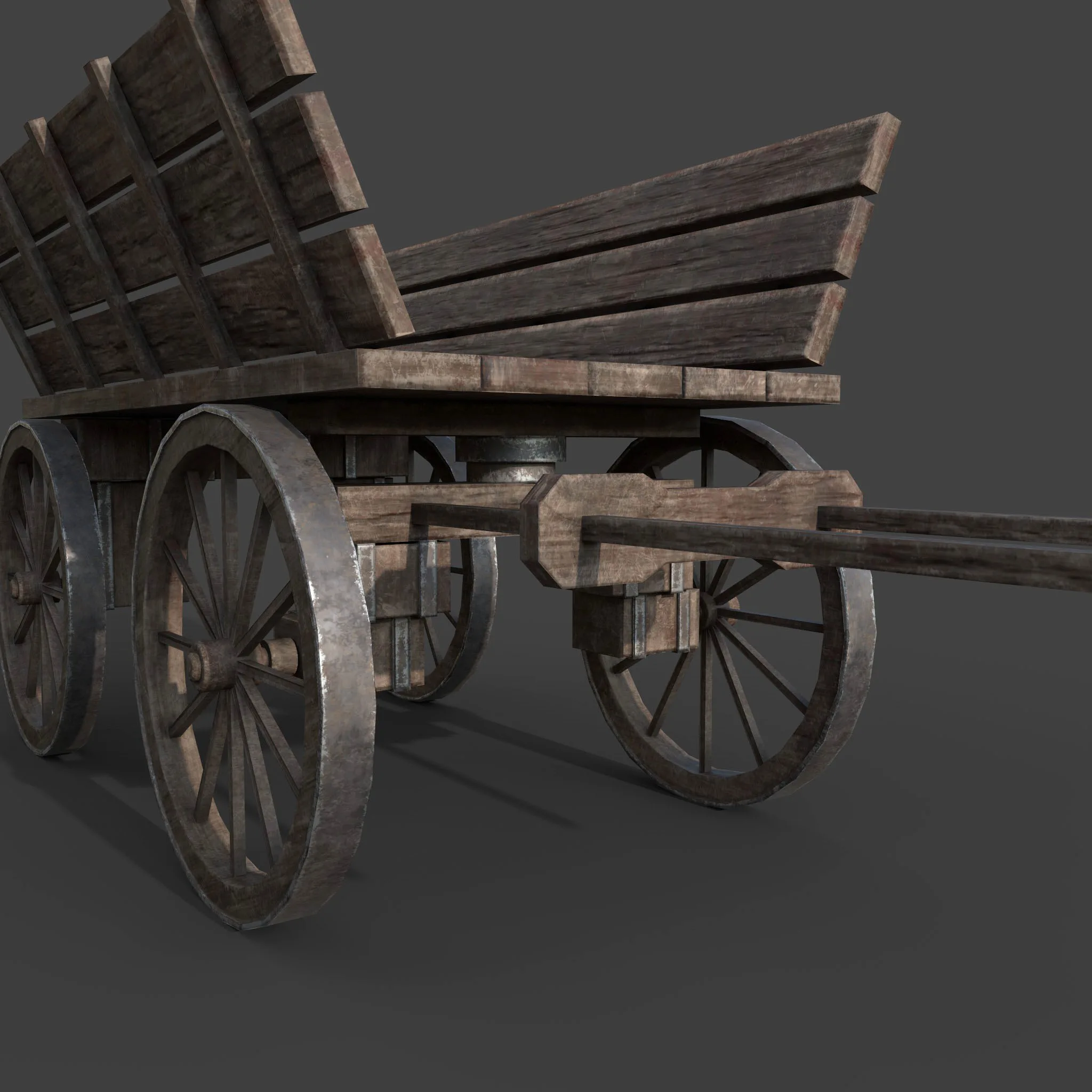 MEDIEVAL WOODEN CART GAME READY