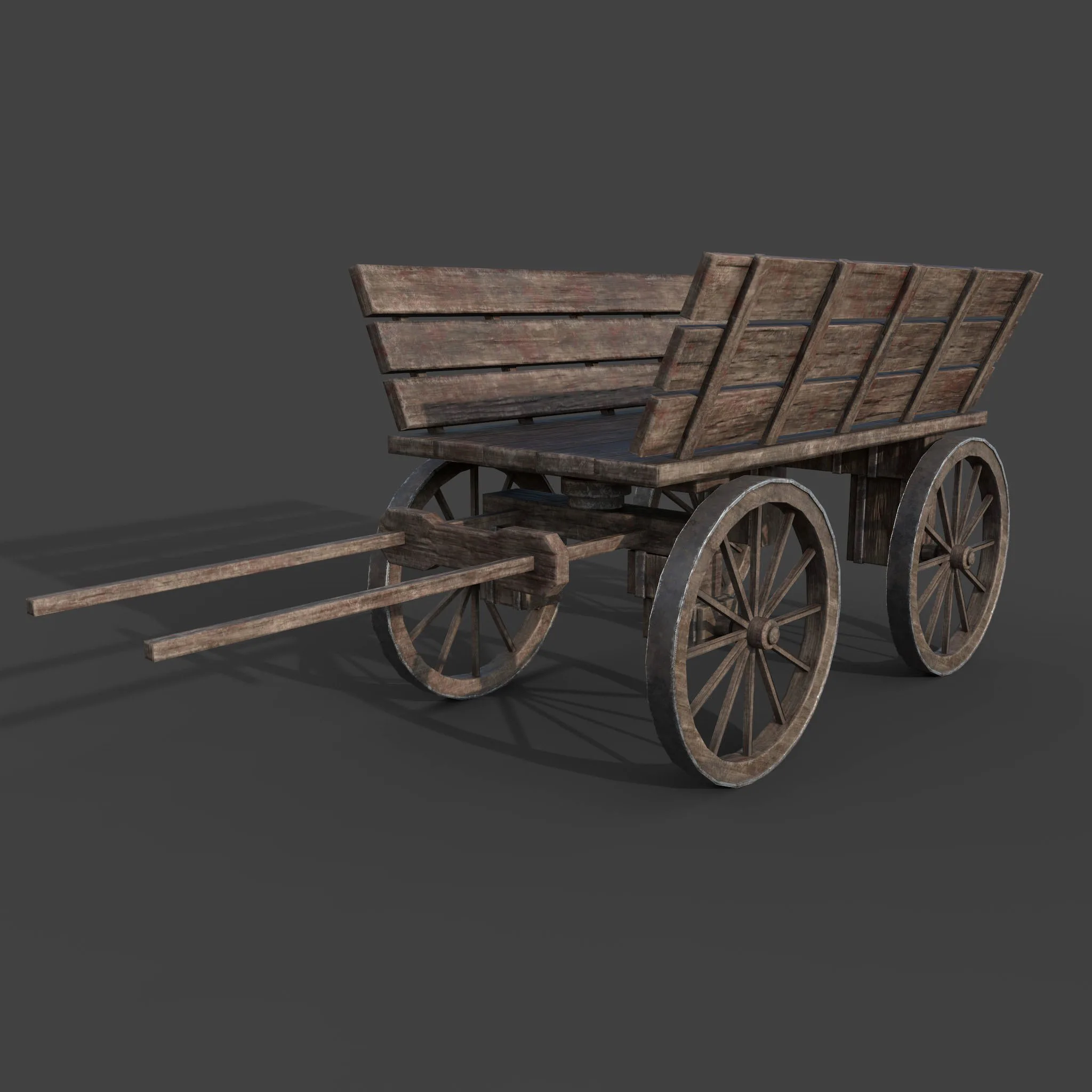 MEDIEVAL WOODEN CART GAME READY