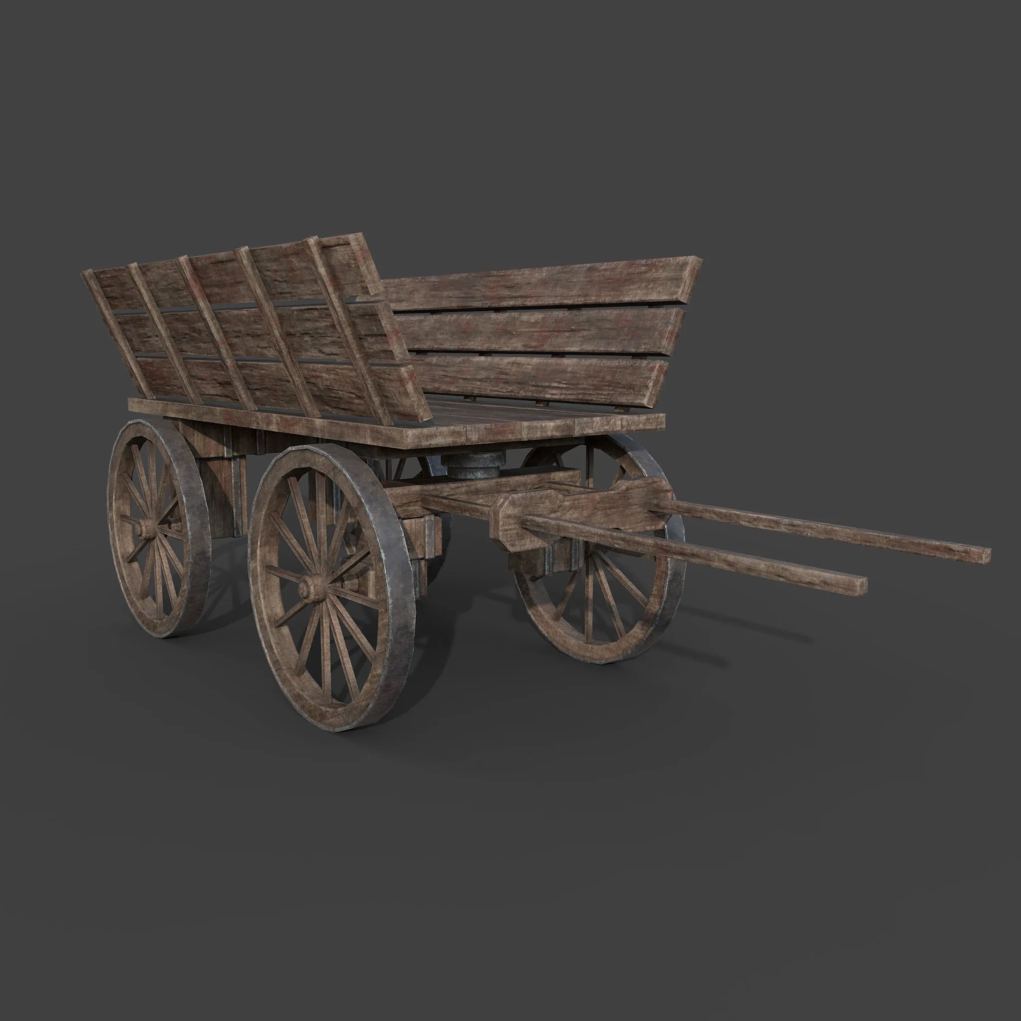 MEDIEVAL WOODEN CART GAME READY