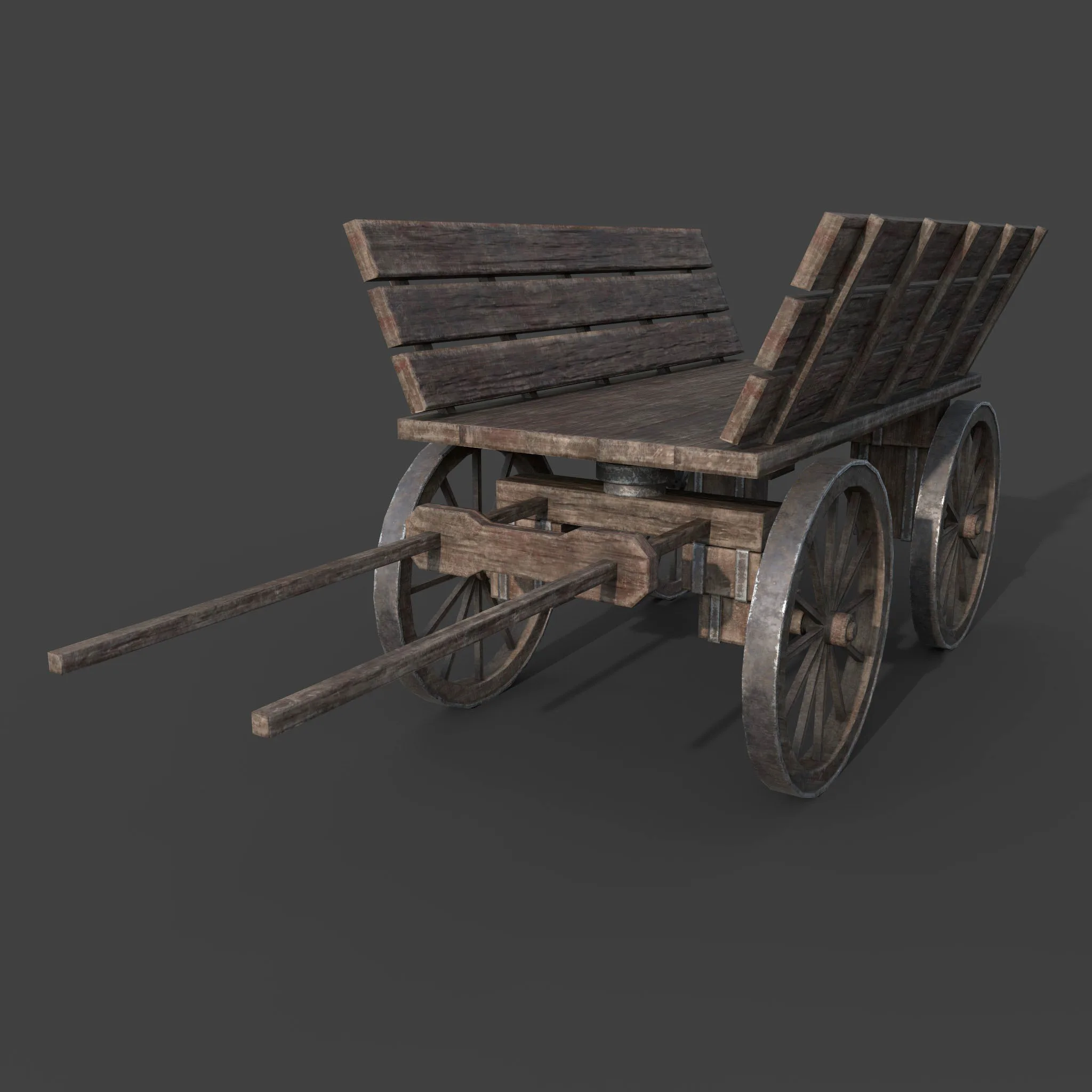 MEDIEVAL WOODEN CART GAME READY