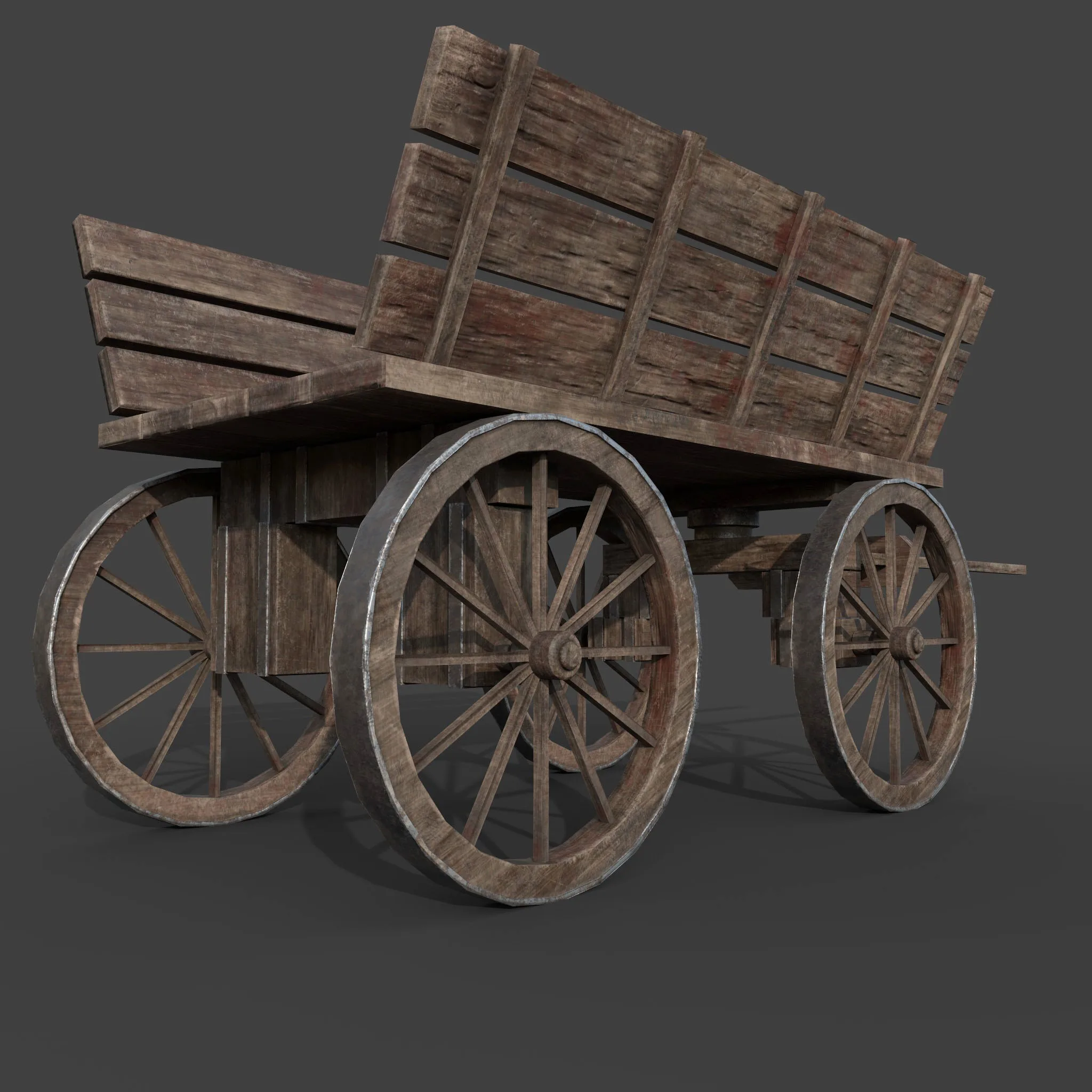 MEDIEVAL WOODEN CART GAME READY