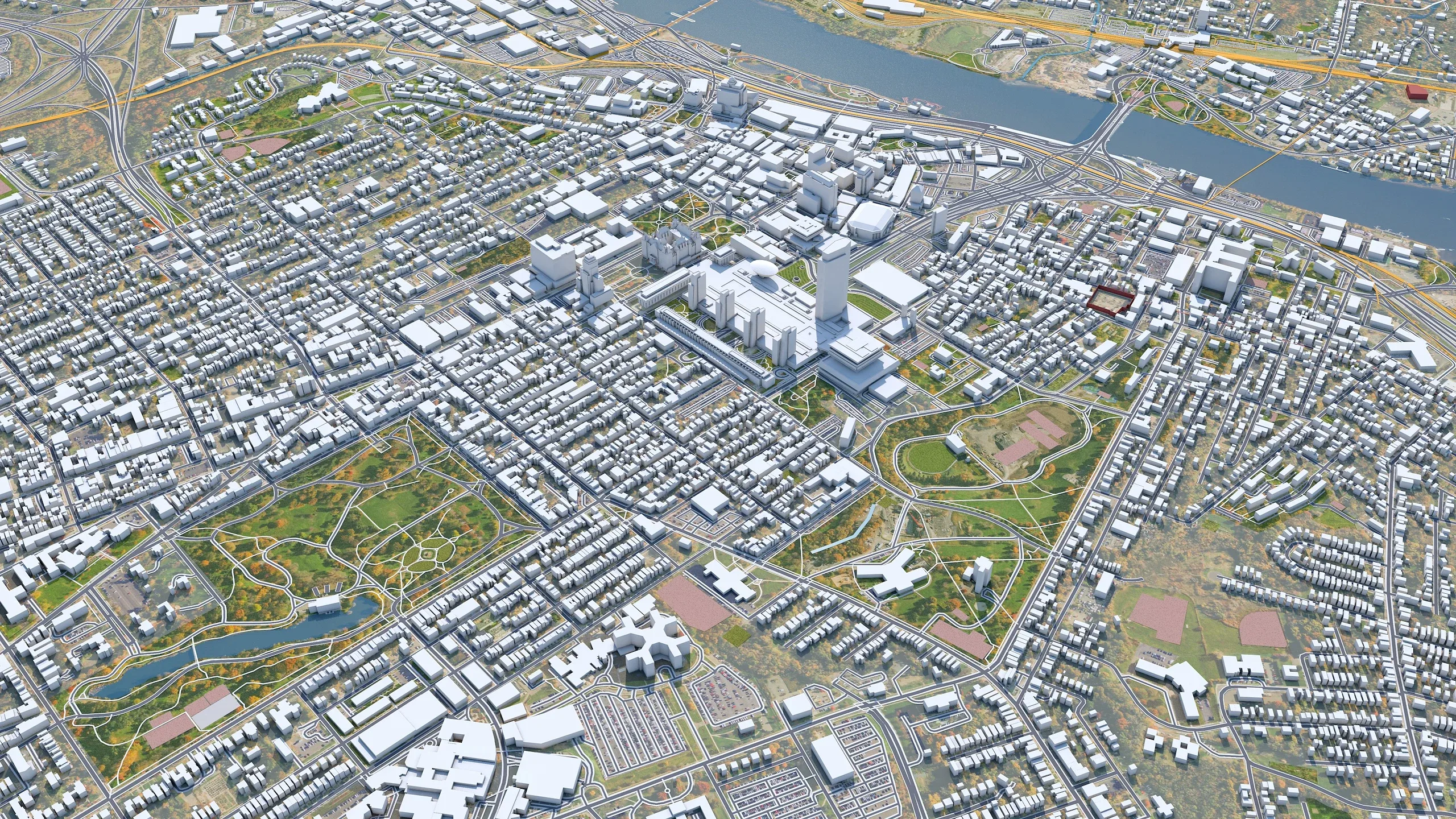 Albany downtown City NY, USA 3D Model 8km