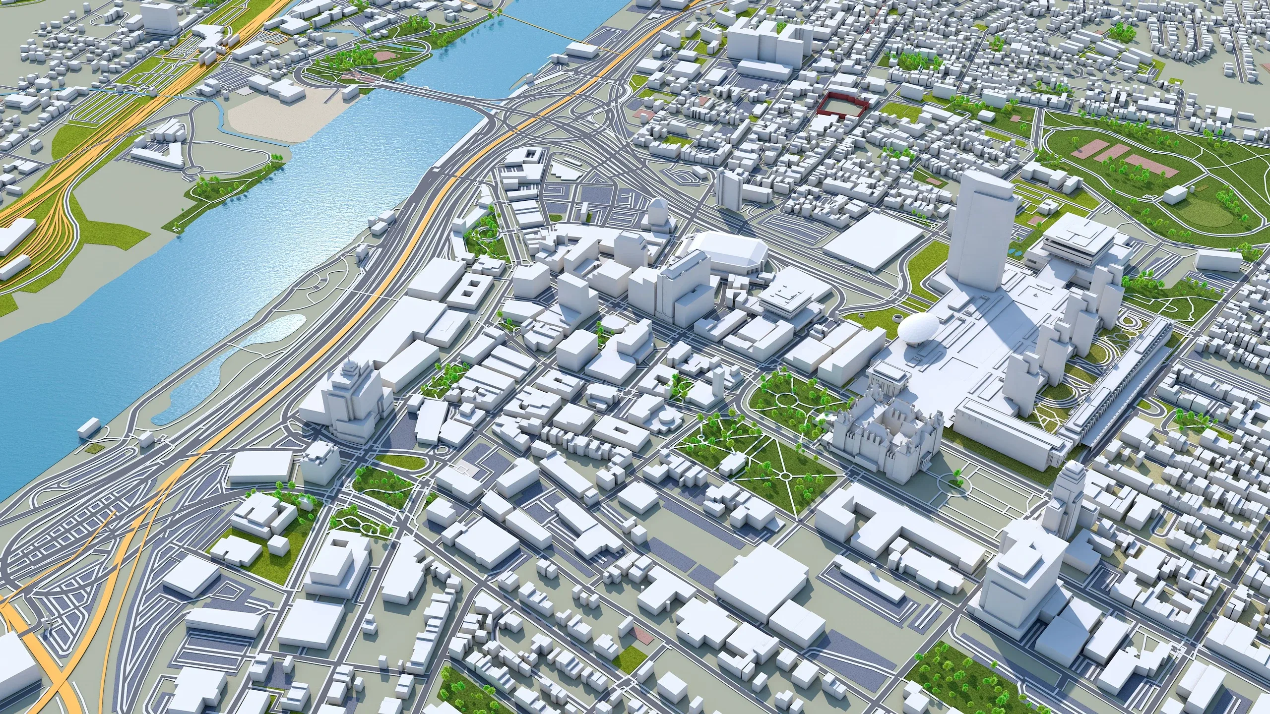 Albany downtown City NY, USA 3D Model 8km