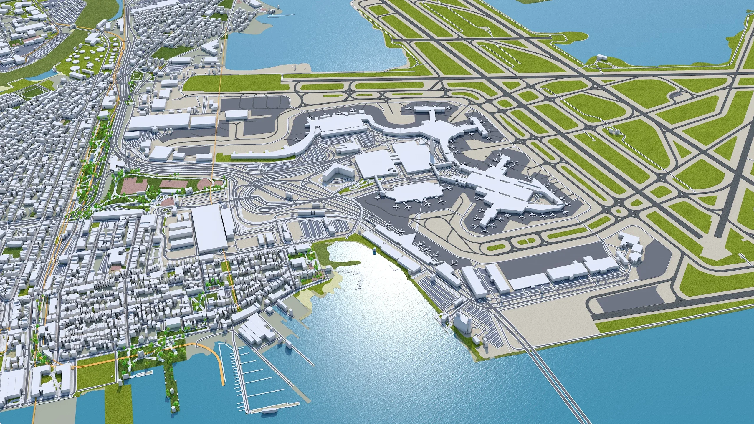 Boston City Massachusetts 3D Model 50km