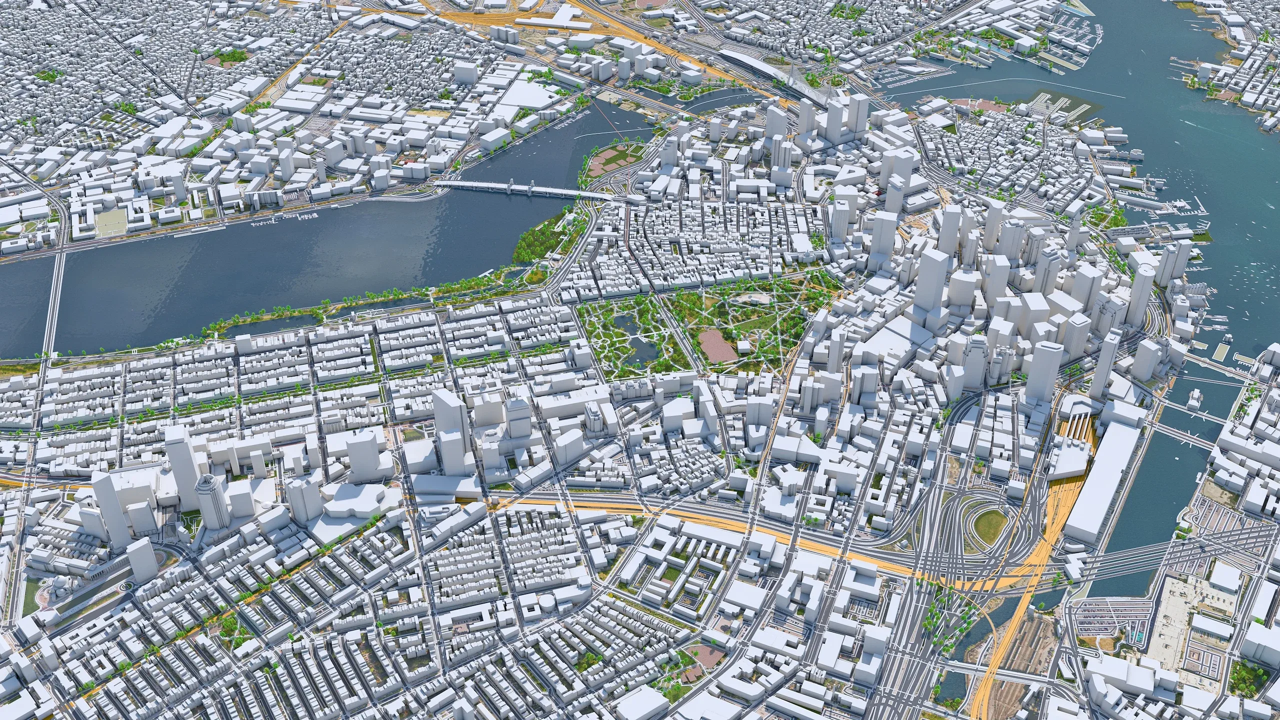 Boston City Massachusetts 3D Model 50km