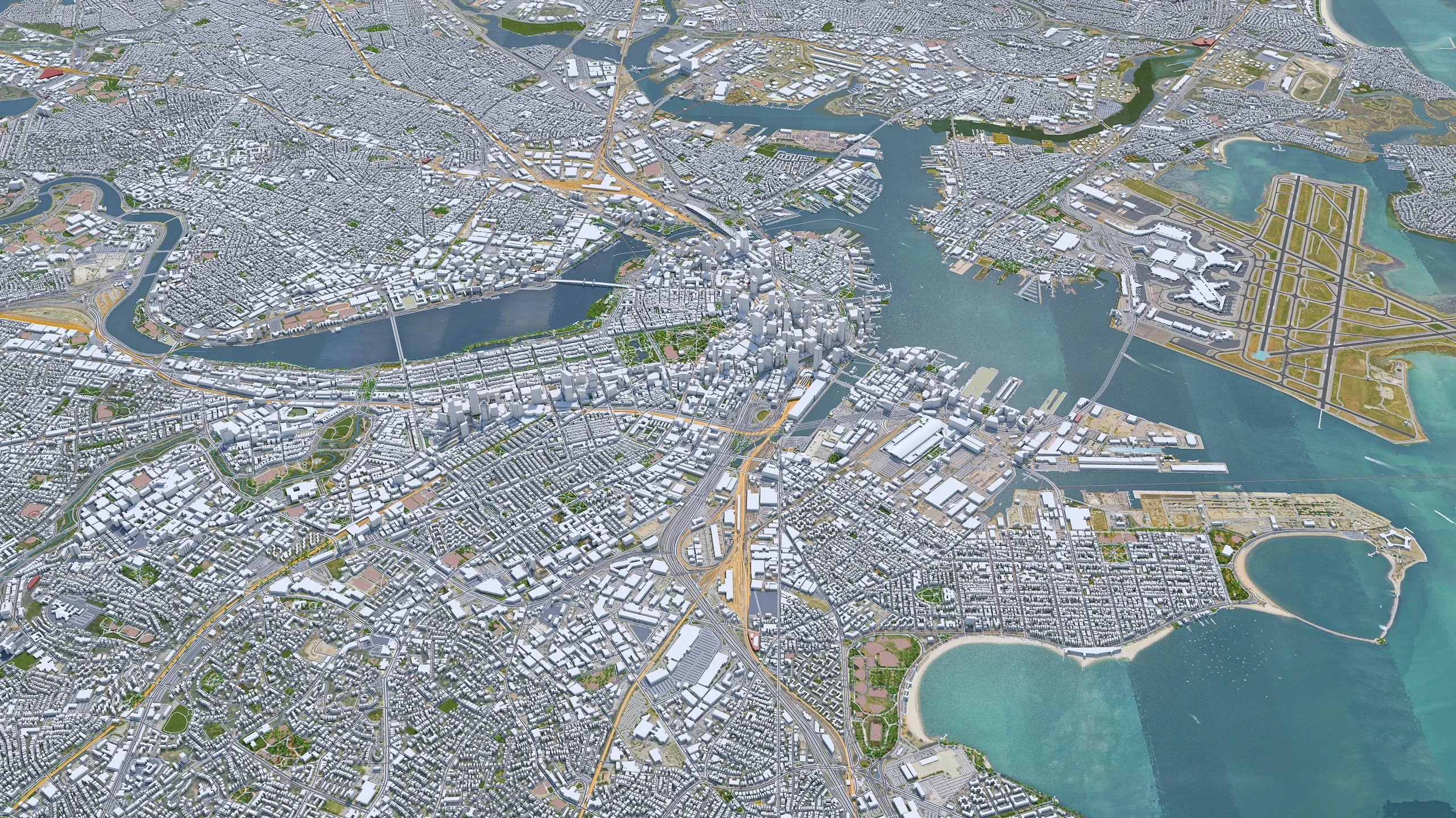 Boston City Massachusetts 3D Model 50km