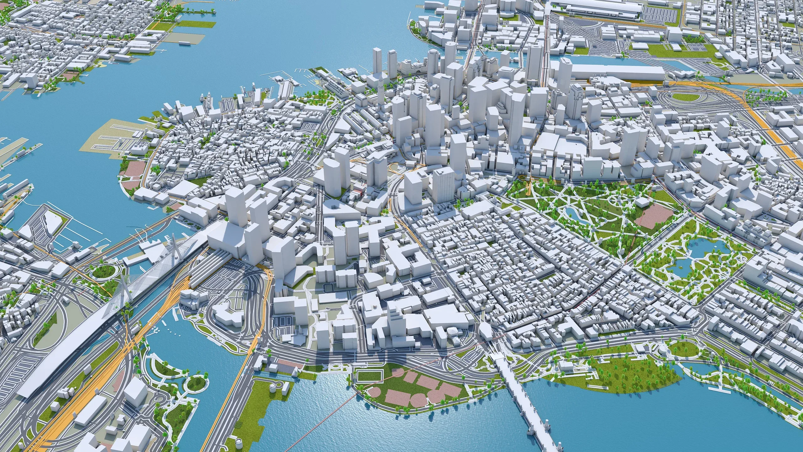 Boston City Massachusetts 3D Model 50km